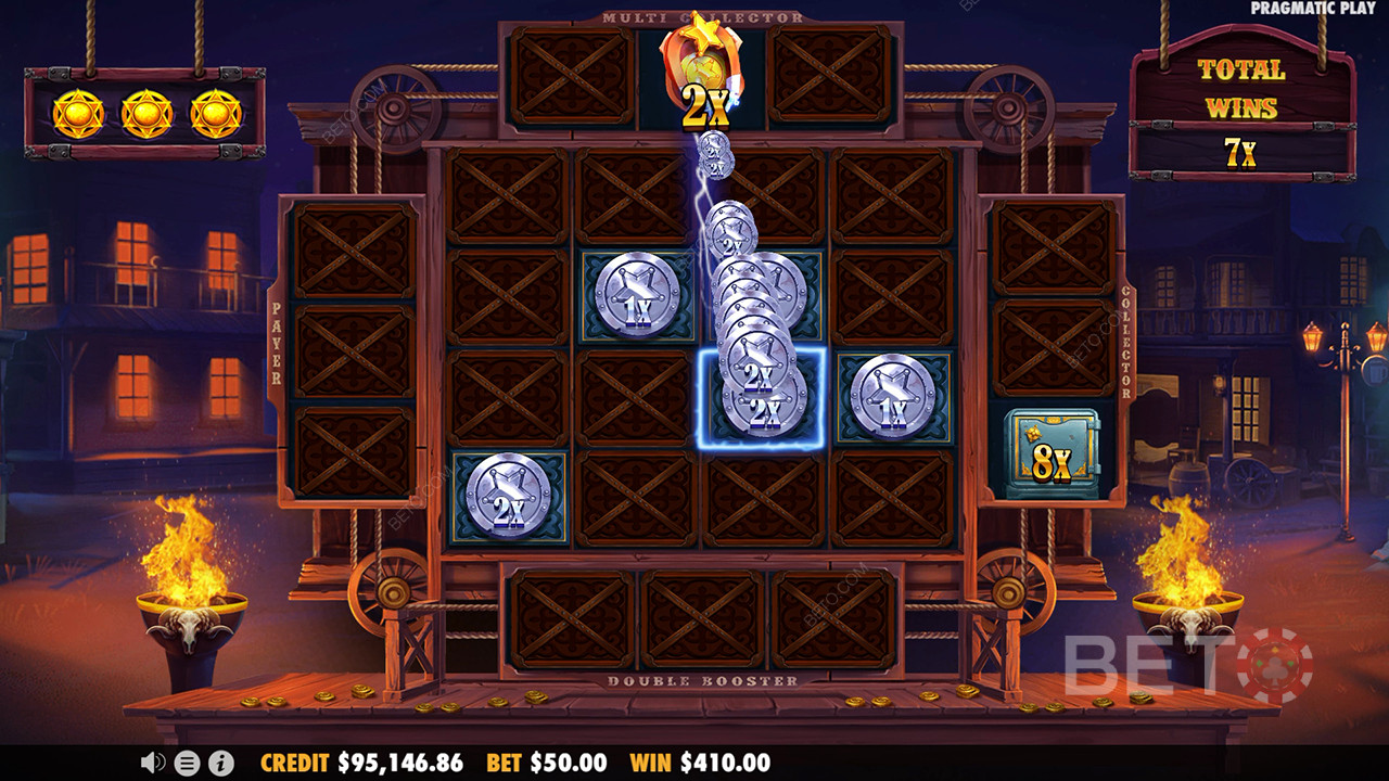 Vysvětlení bonusových funkcí ve hře Cowboy Coins by Pragmatic Play