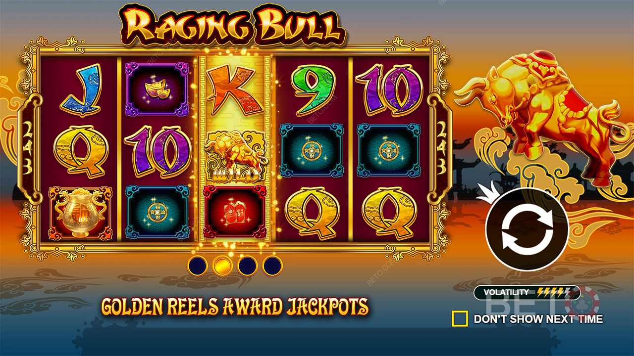 Vyhrajte jackpoty v základní hře ve výherním automatu Raging Bull