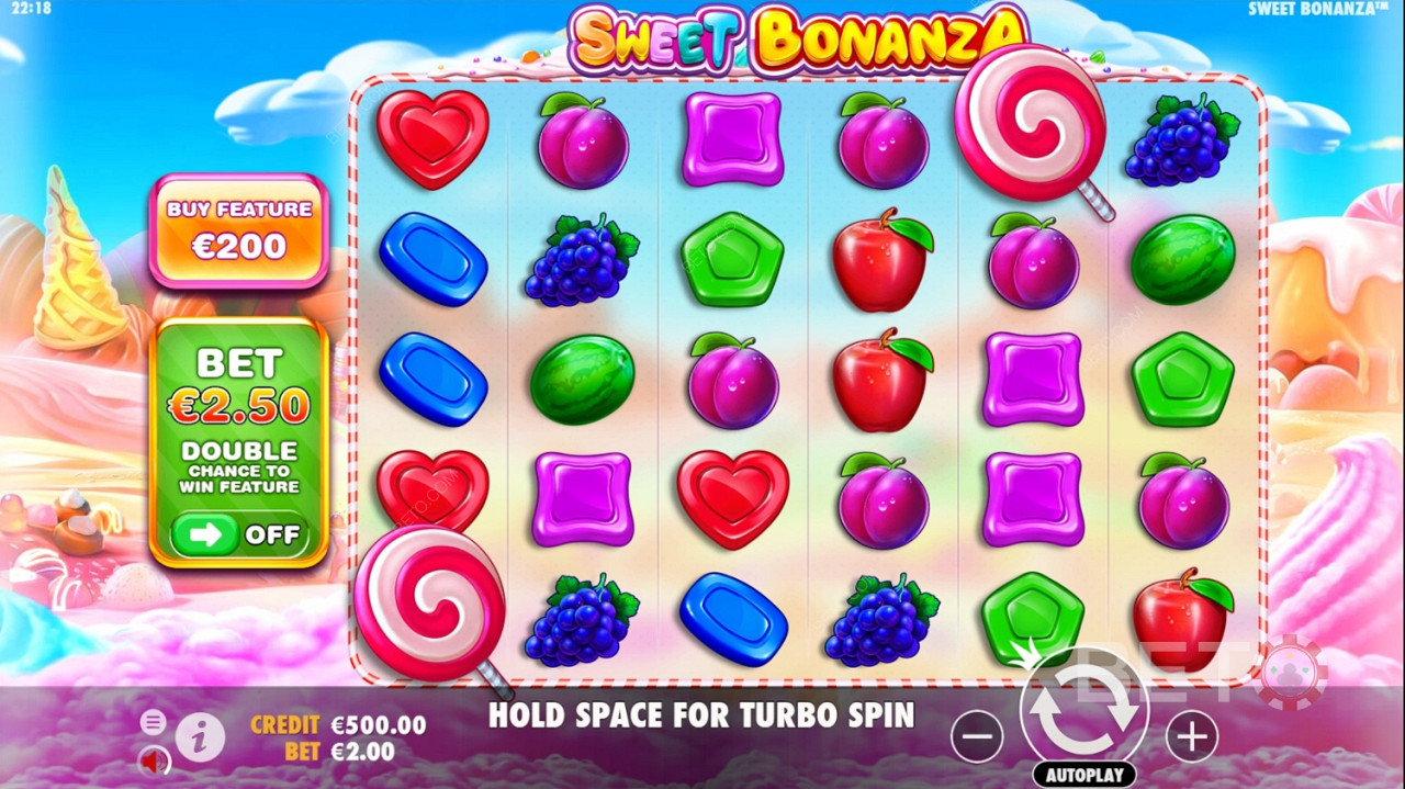 Zahrajte si barevný kasinový automat Sweet Bonanza