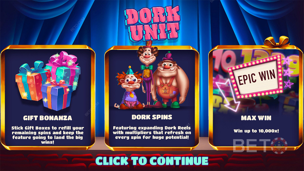 Užijte si 2 fantastické bonusové hry a vysokou maximální výhru ve výherním automatu Dork Unit.