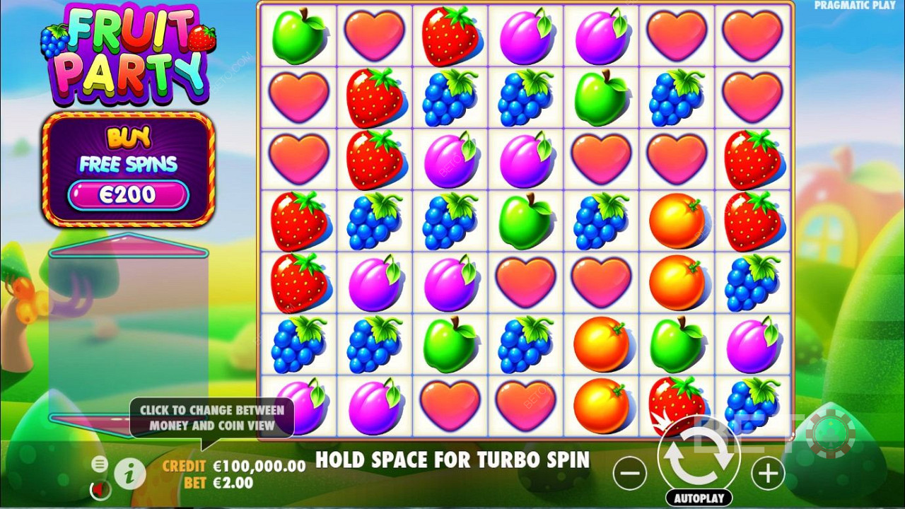 Čistý herní design slotu Fruit Party