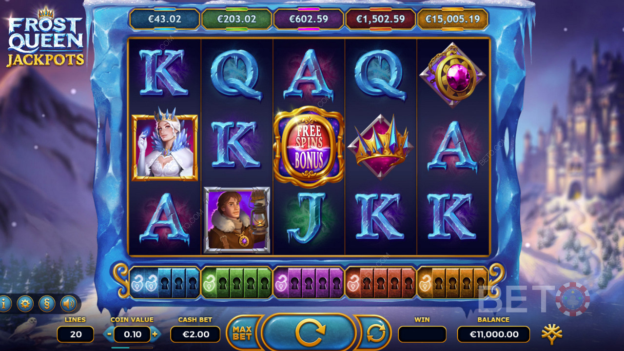 Automat Frost Queen Jackpots se spoustou bonusových funkcí a 5 jackpotů!