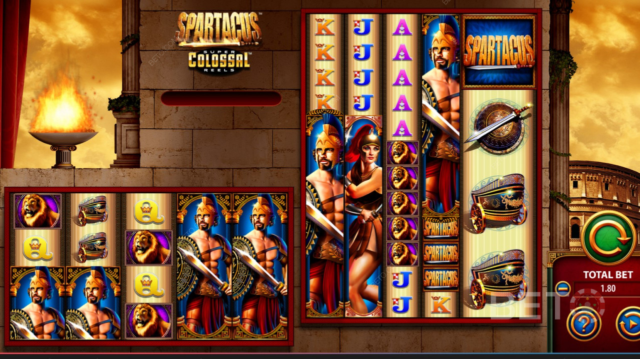 WMS (Williams Interactive) - Spartakus Super Colossal Reels - Přidejte se k povstání otroků proti jejich římskému vládci.