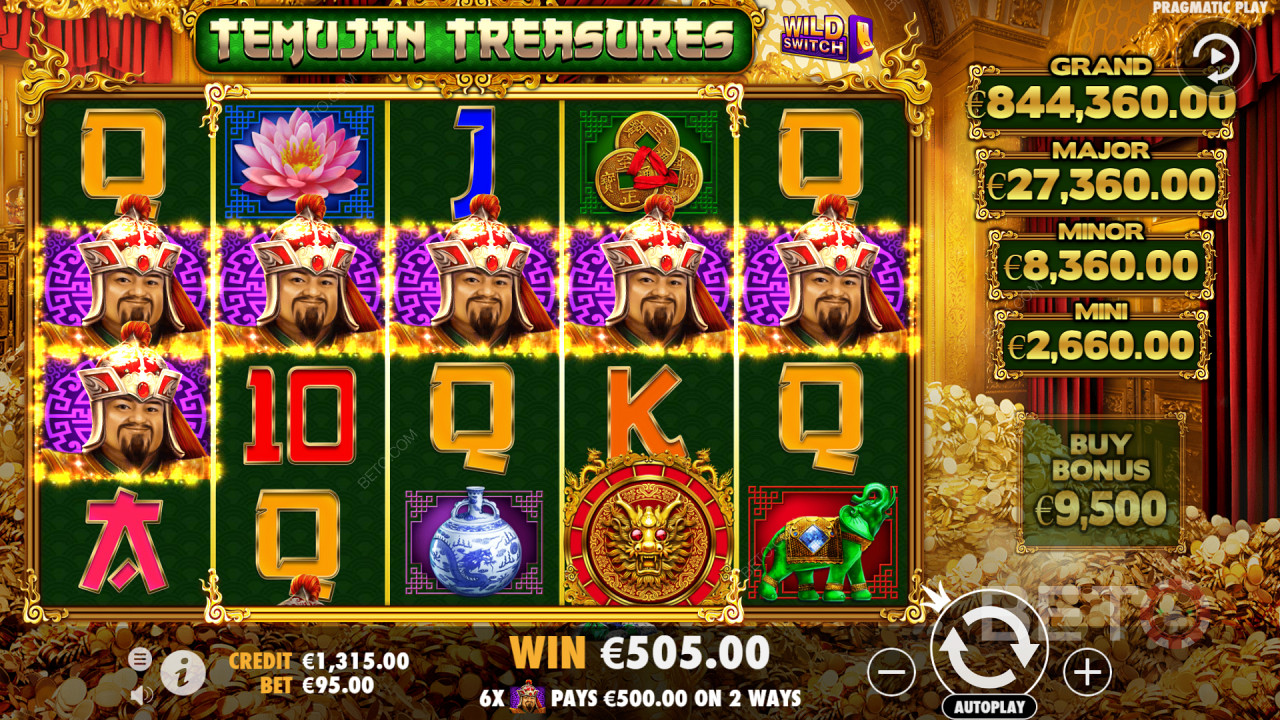 Temujin Treasures - 5válcový, 4řádkový automat nabízí 1 024 způsobů výhry.