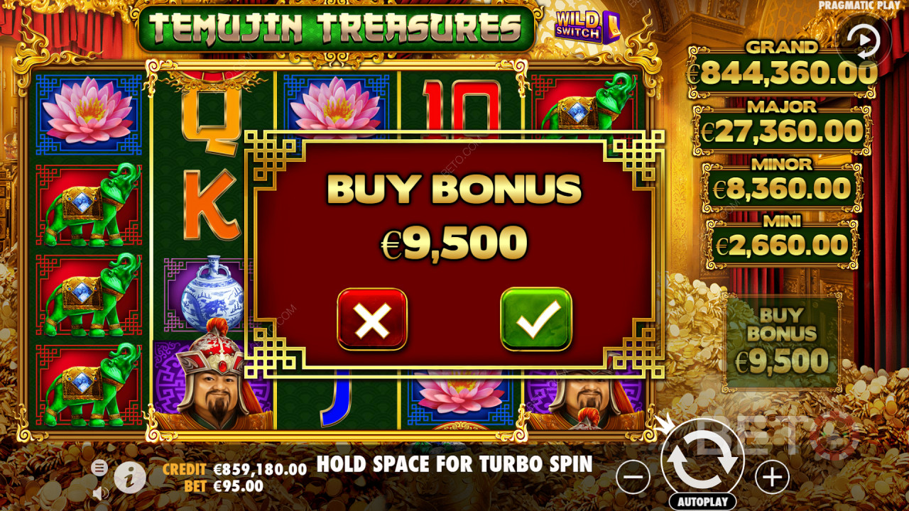 Peněžní výhry vám ve hře Temujin Treasures mohou vynést až 100x až 5000x.