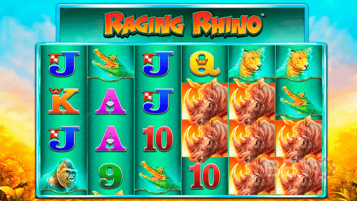 Raging Rhino od společnosti Williams Interactive(WMS) - nabízí až 46 656 způsobů výhry!