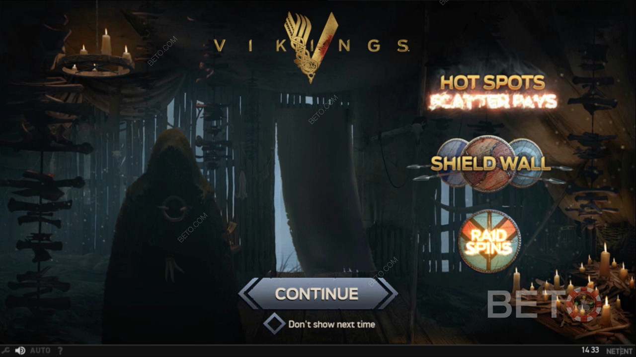 Úvodní obrazovka online automatu Vikings
