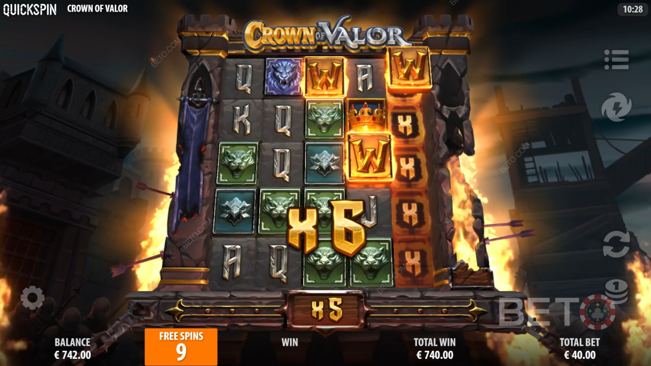 Vysvětlení bonusových funkcí ve hře Crown of Valor podle Quickspin