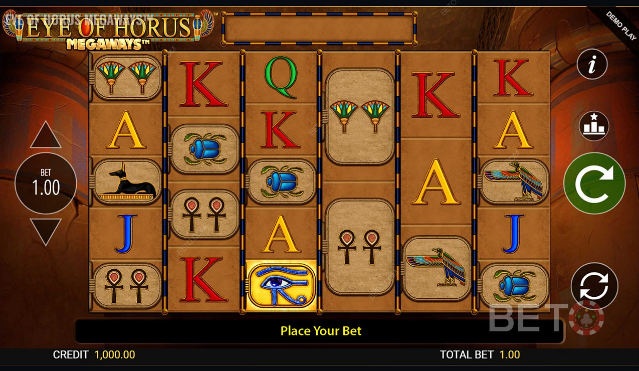 Ve hře Eye of Horus Megaways Online Slot je celkem 15 625 výherních cest.