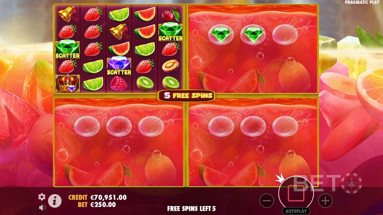 Vysvětlení bonusových funkcí ve hře Juicy Fruits Multihold od Pragmatic Play