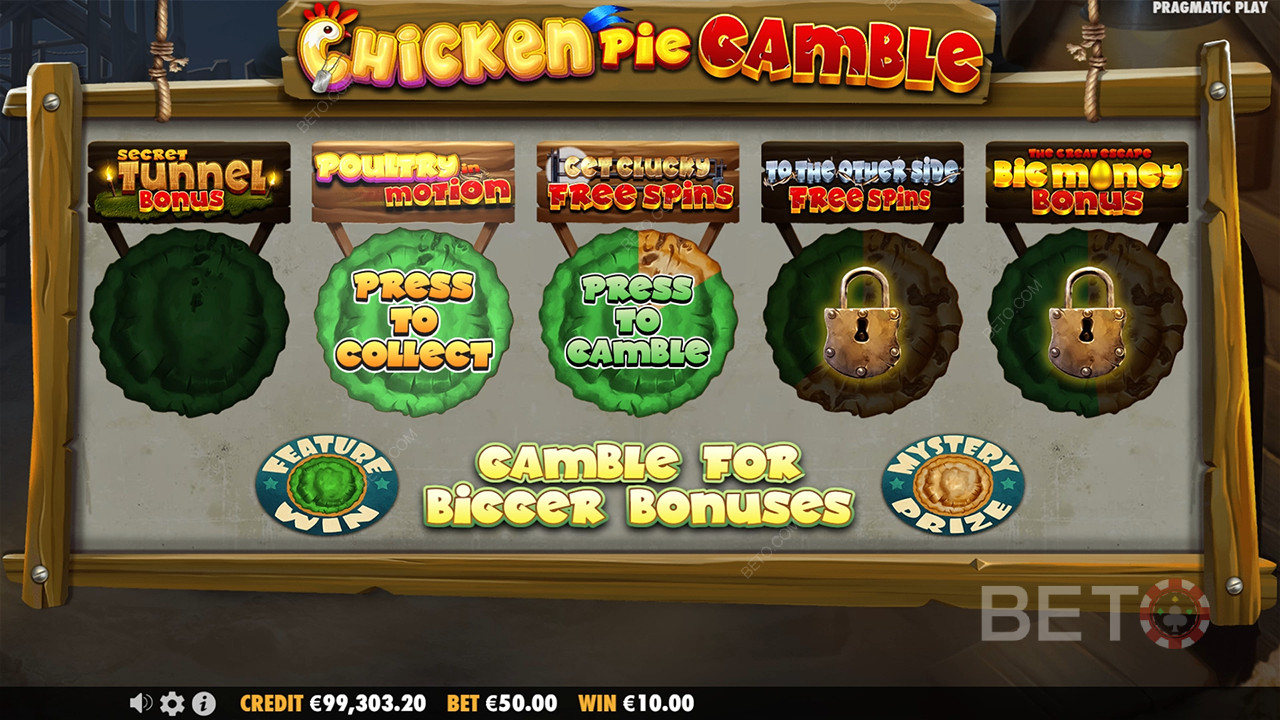 Vysvětlení bonusových funkcí v knize The Great Chicken Escape od Pragmatic Play