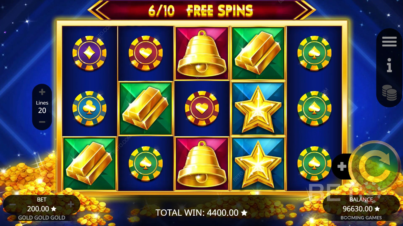Vysvětlení bonusových funkcí ve hře Gold Gold Gold od Booming Games