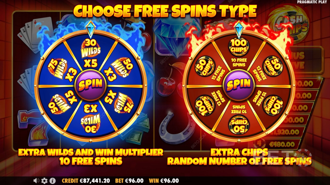 Vysvětlení bonusových funkcí v Cash Chips od Pragmatic Play
