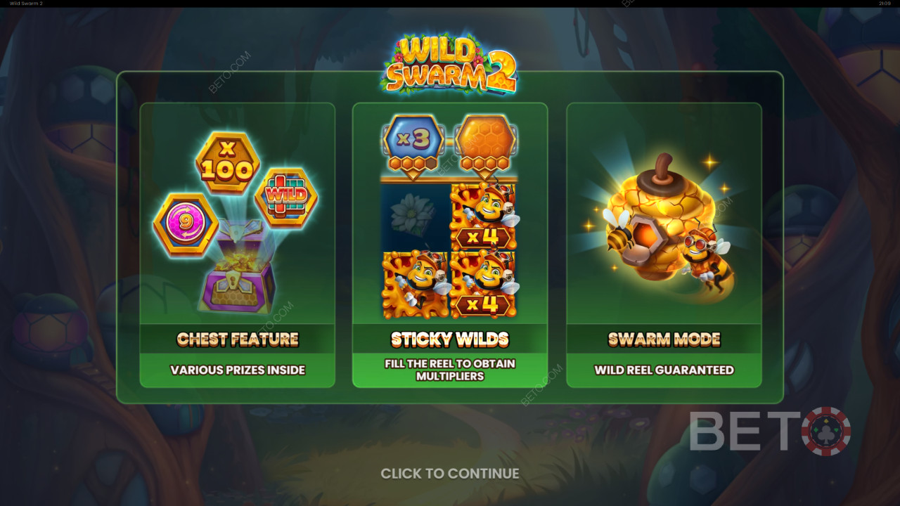 Vysvětlení bonusových funkcí na Wild Swarm 2 od Push Gaming