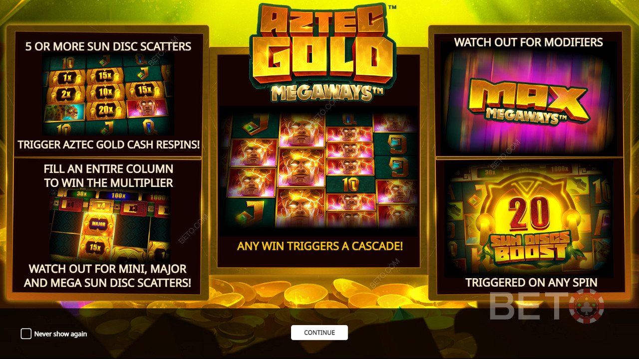 Ve výherním automatu Aztec Gold Megaways si můžete užít několik silných bonusových funkcí.