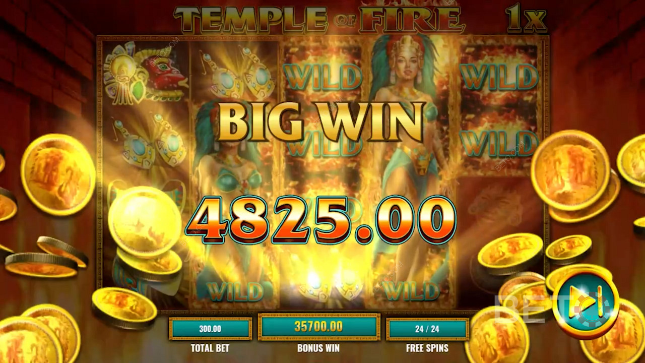 Velká výhra v online slotu Temple of Fire