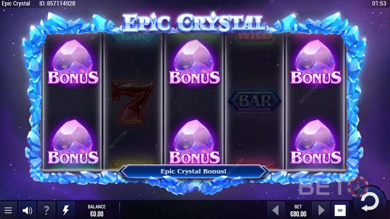Spuštění bonusového kola hry Epic Crystal