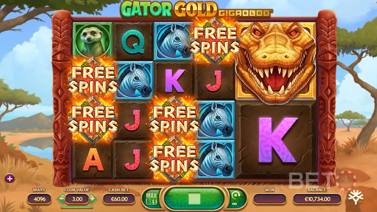 Gator Gold Gigablox - Seznamte se s praskajícím zlatým aligátorem s výhrami až x20 000!