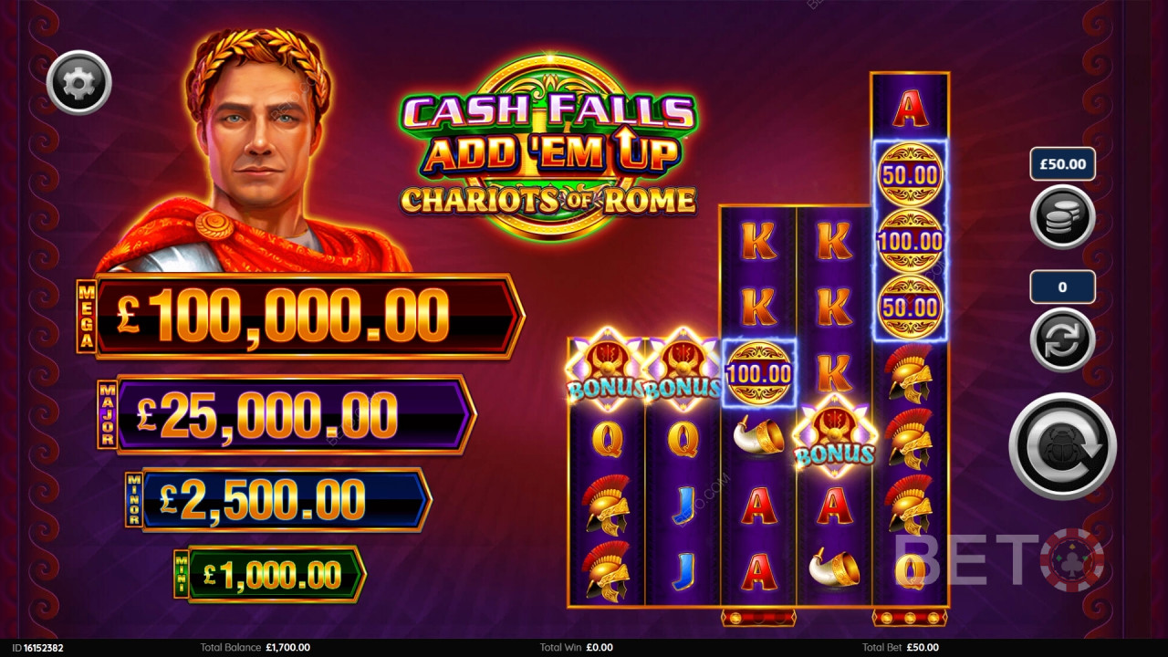 Cash Falls: Add 'Em Up Chariots of Rome Hrát Zdarma