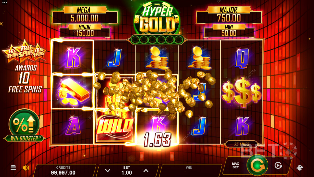 Ve hře Hyper Gold můžete vyhrát až 12 500násobek své sázky.