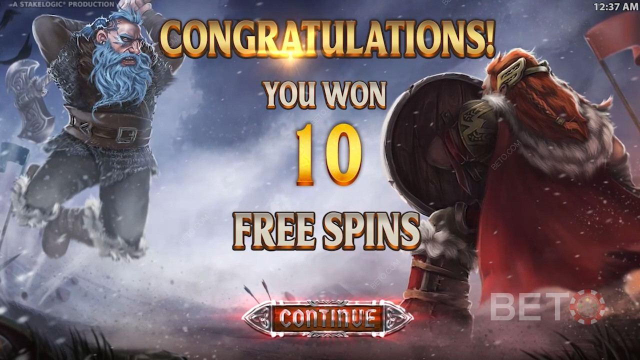 Při spuštění bonusové hry Free Spins získáte 10 bonusových bezplatných kol.