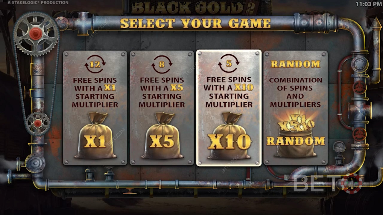 Jakmile aktivujete bonusovou hru Free Spins, můžete si vybrat jednu ze čtyř volitelných bonusových her.
