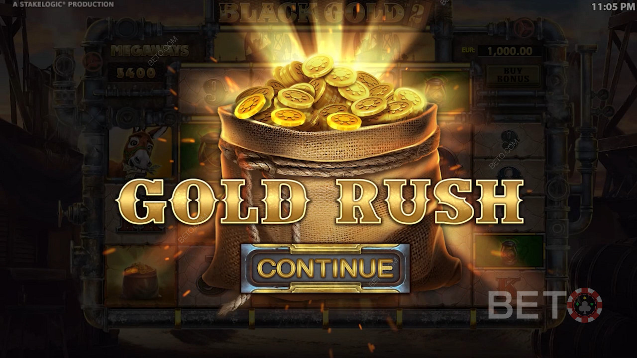 Po aktivaci bonusové hry Gold Rush můžete využít 7 různých bonusů.