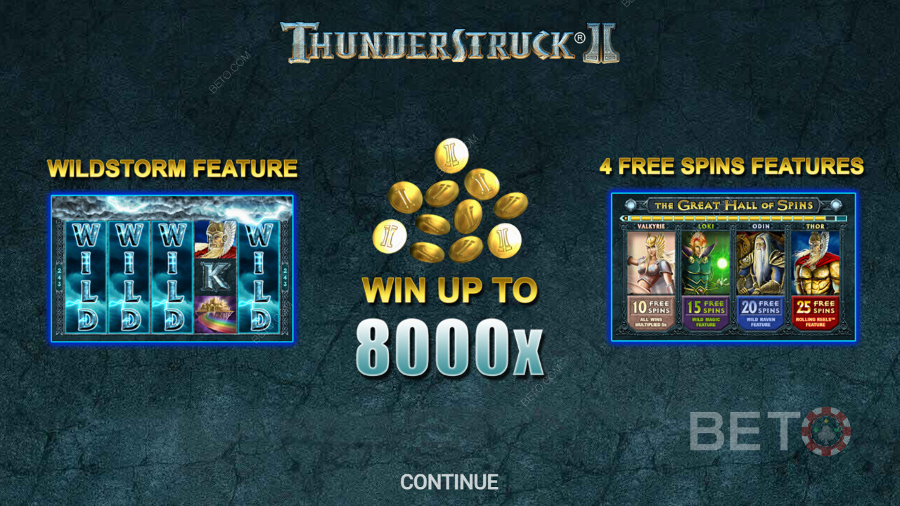 Úvodní obrazovka hry Thunderstruck II