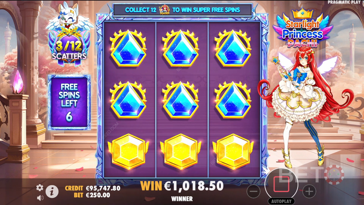 Vysvětlení bonusových funkcí na Starlight Princess Pachi by Pragmatic Play