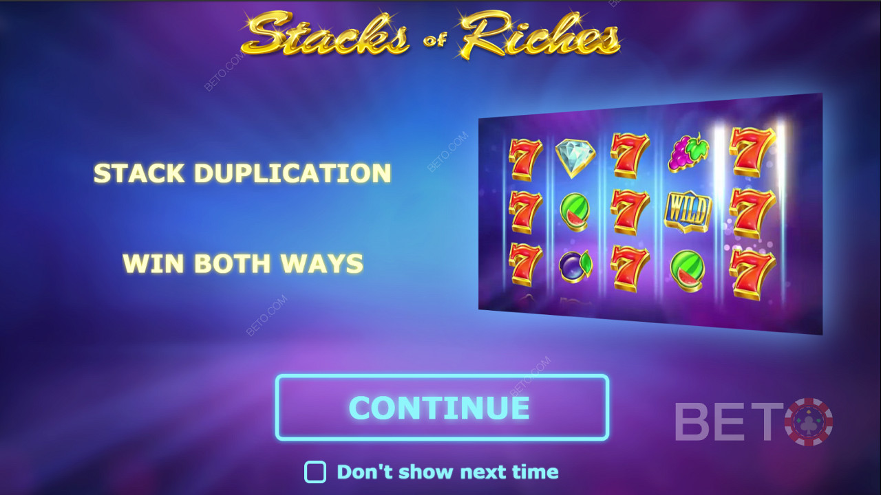Úvodní obrazovka hry Stacks of Riches