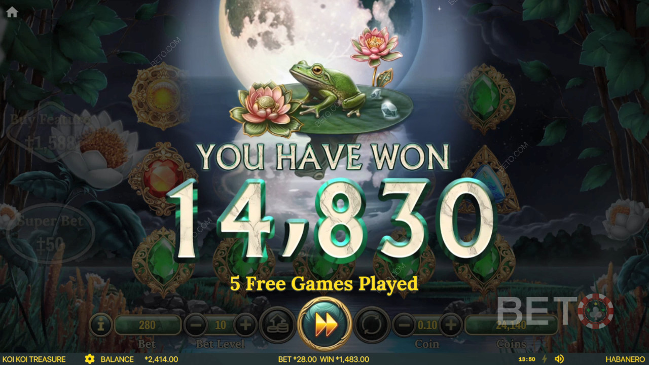 Vyhrajte 1 682x Vaši sázku ve hře Koi Koi Treasure Slot Online!