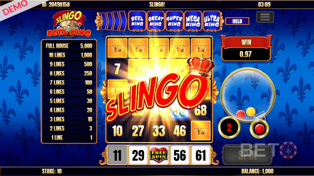 Slingo ve slotu Slingo Reel King