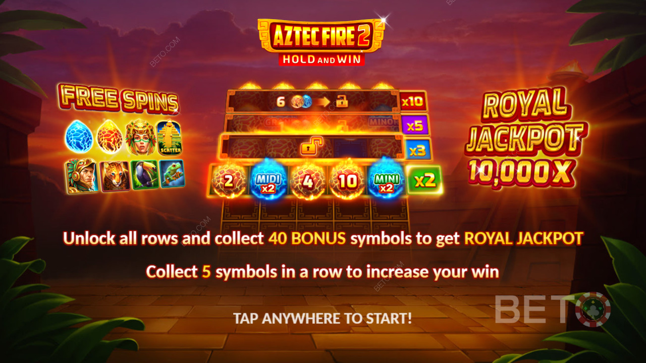 Vysvětlení bonusových funkcí ve hře Aztec Fire 2 od 3 Oaks Gaming