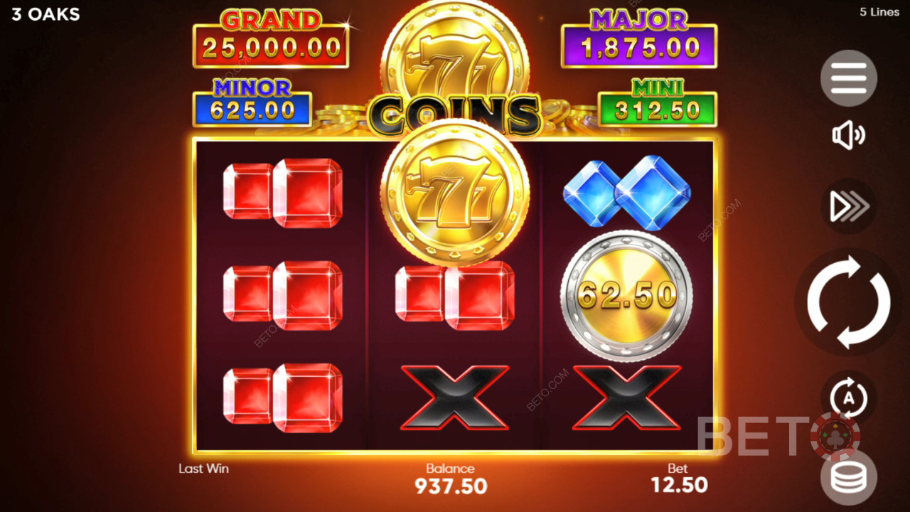 Vyhrajte 6 000násobek své sázky ve video automatu 777 Coins!