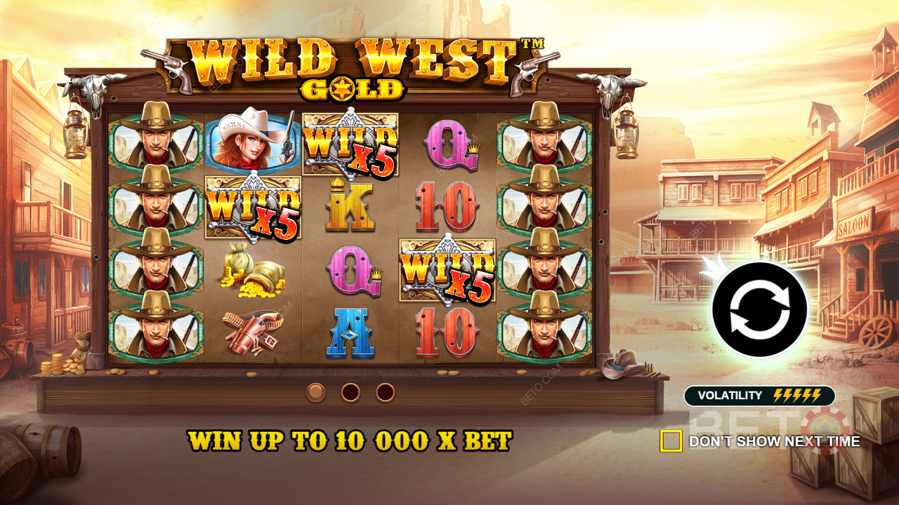 Odměňující symboly Wild pomáhají získat výhru ve hře Wild West Gold.