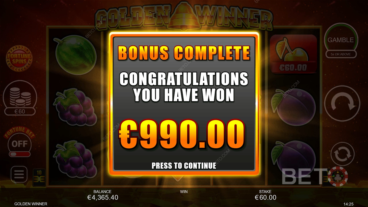 Vyhrajte 2 500násobek své sázky v automatu Golden Winner!