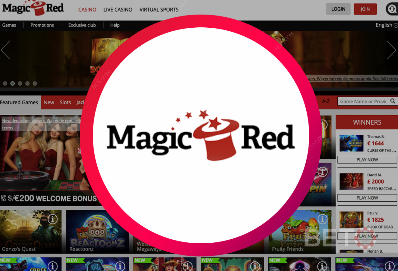 Magic Red online kasino - uživatelsky přívětivé webové stránky