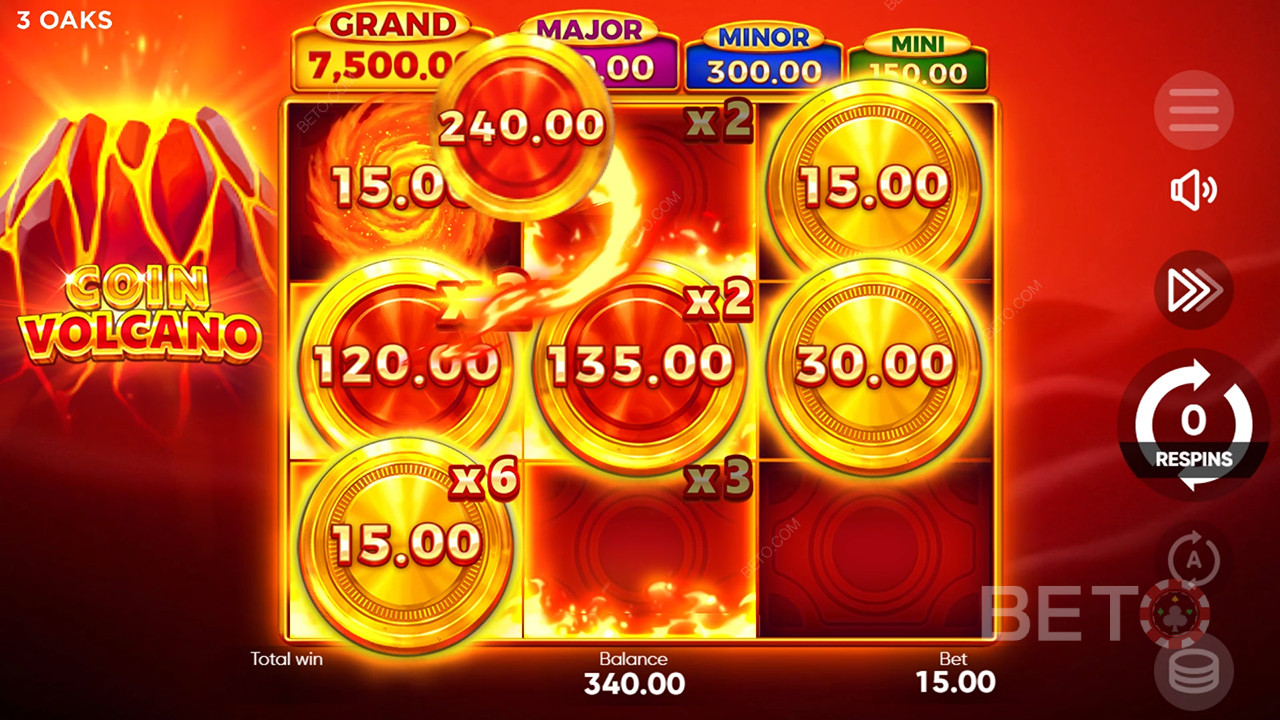 Jak hrát hru Coin Volcano od společnosti 3 Oaks Gaming?
