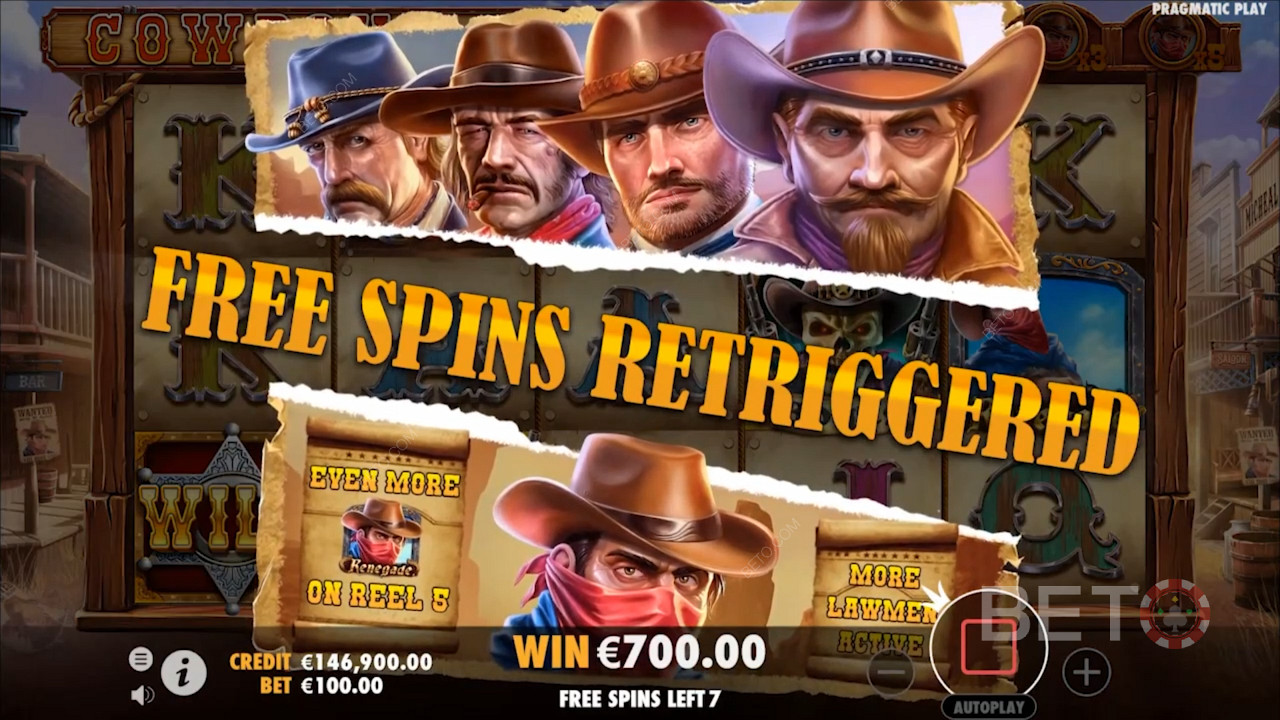 Zahrajte si mezi divokými kovboji a vyhrajte peněžní ceny ve slotu Cowboys Gold.