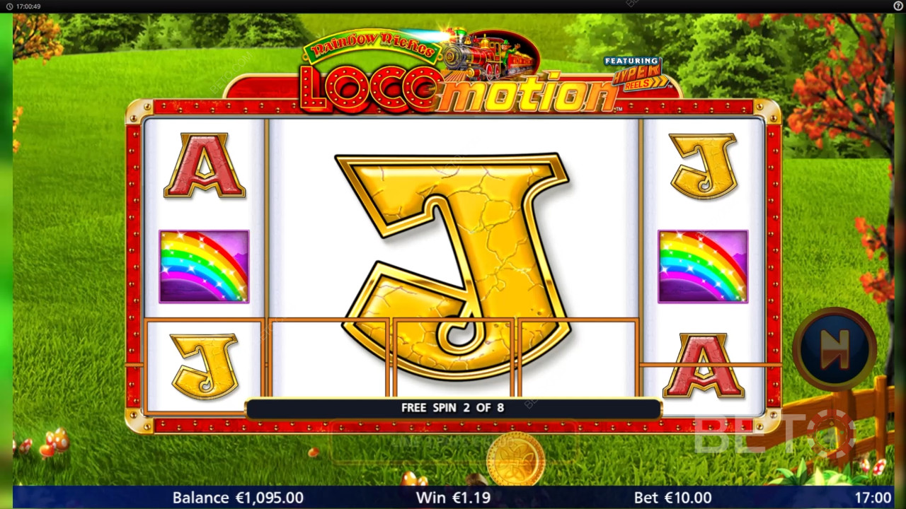 Vyhrajte 1 037x svou sázku v online slotu Rainbow Riches Locomotion!