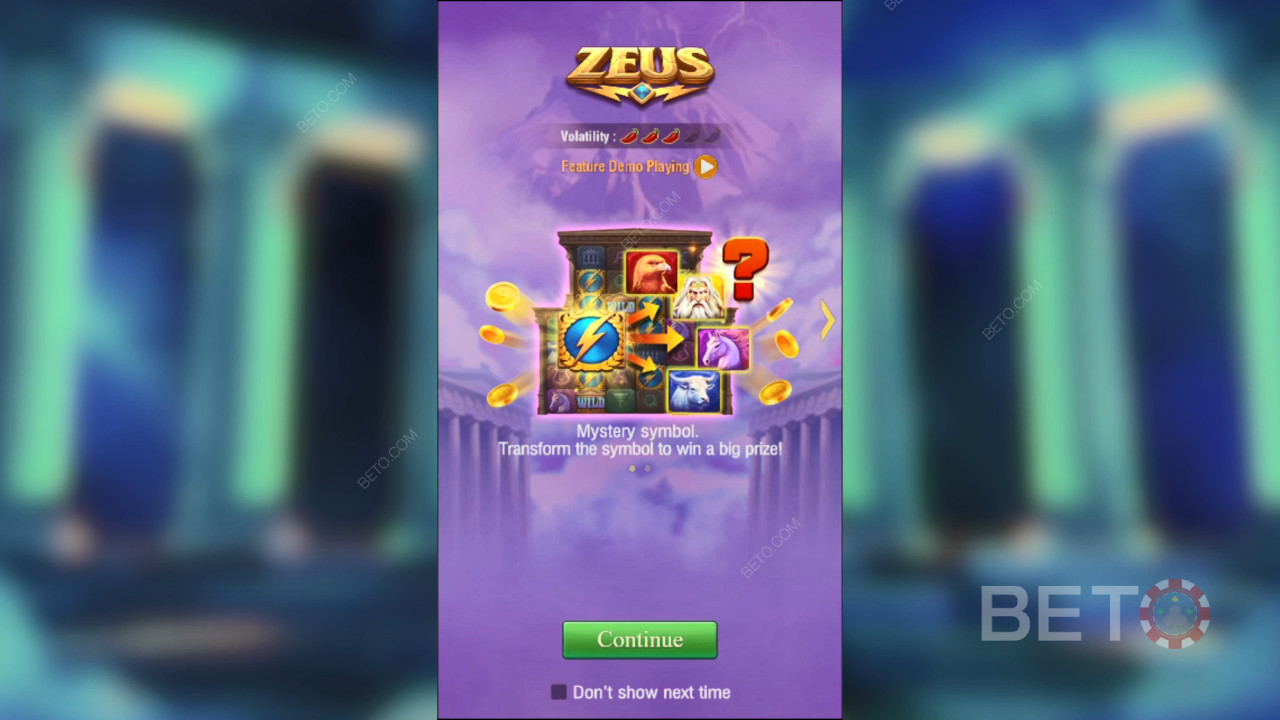 Vysvětlení bonusových funkcí ve hře Zeus by TaDa Gaming