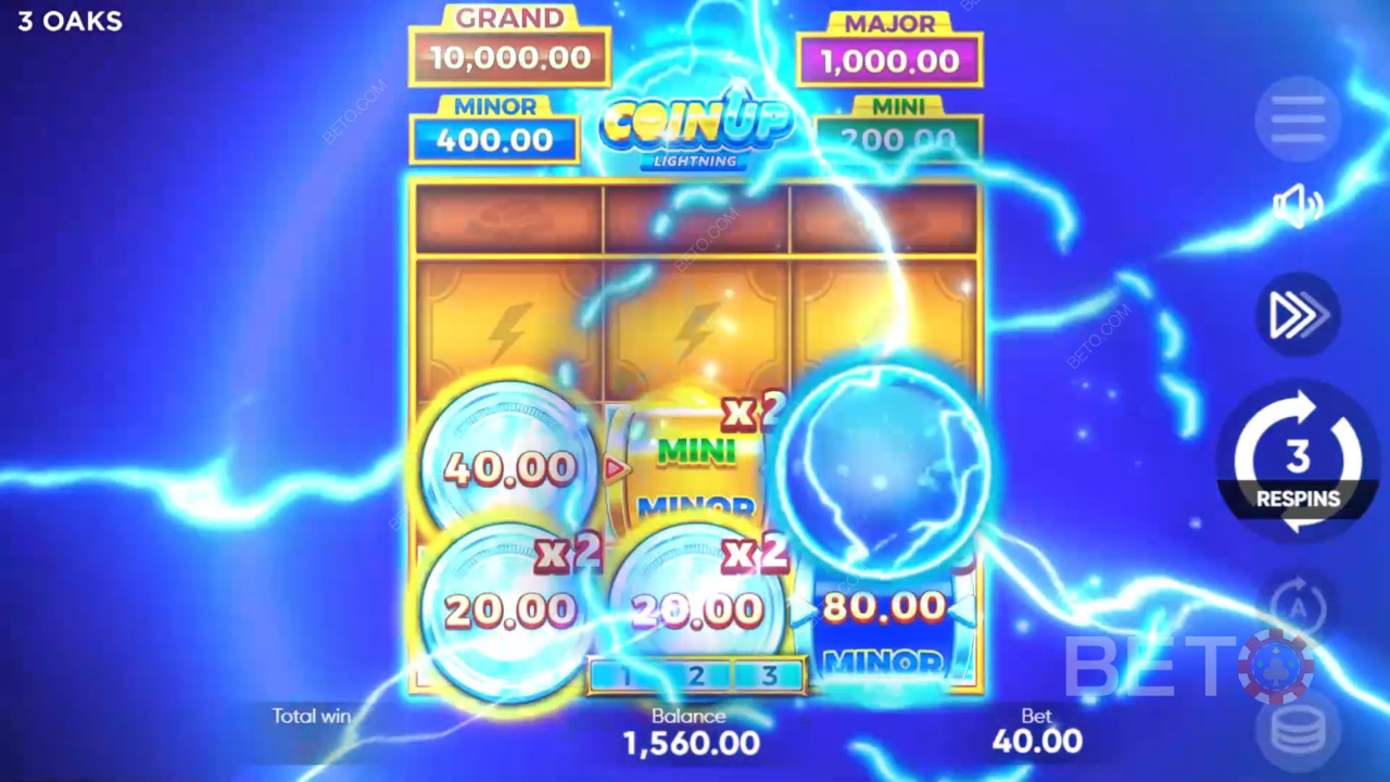 Jak hrát hru Coin Up od společnosti 3 Oaks Gaming: Vydražte si mince o 2 mince: Lightning