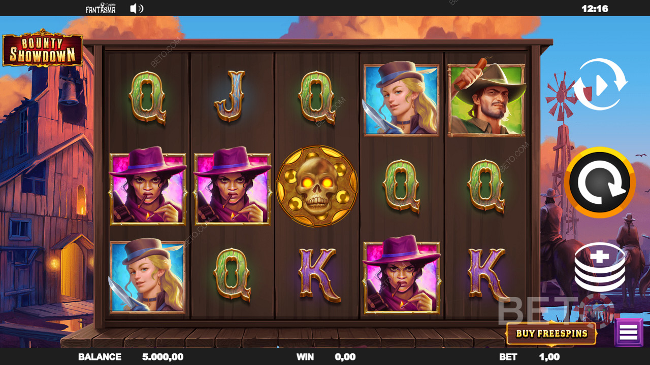 Hrajte na Bounty Showdown a zažijte symboly s kovbojskou tématikou.