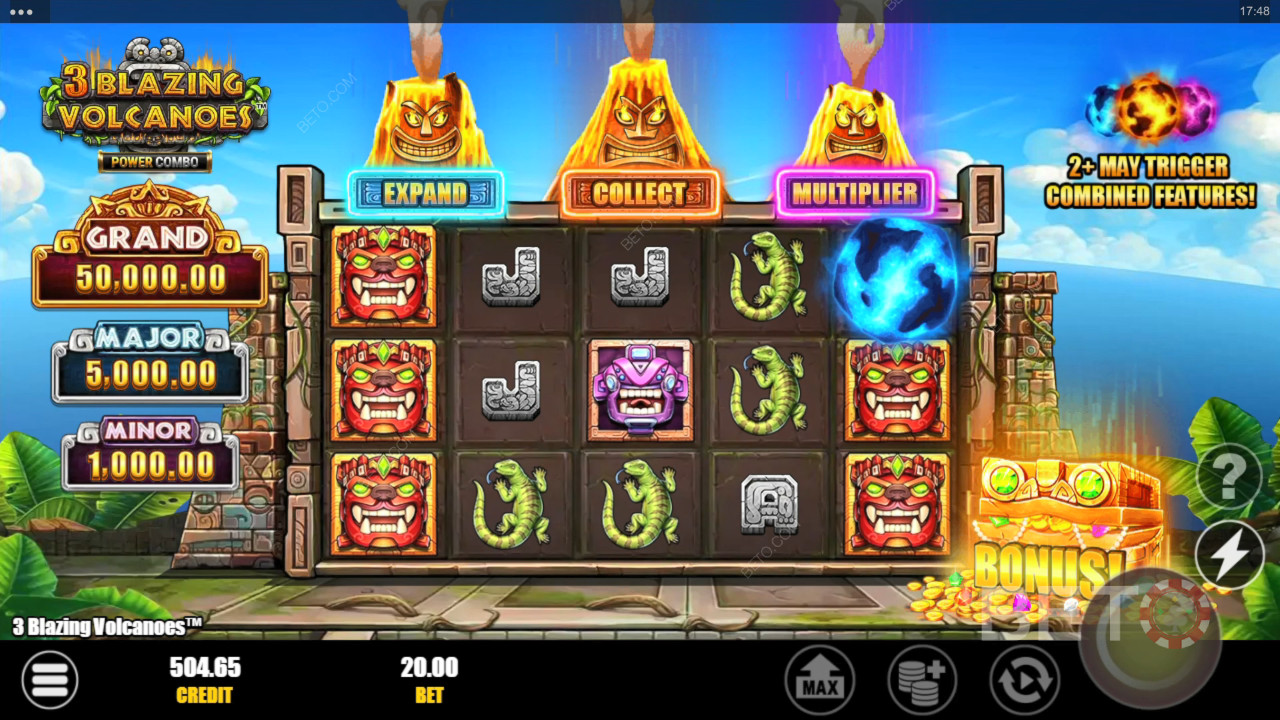 3 Blazing Volcanoes Power Combo Recenze podle BETO Slots