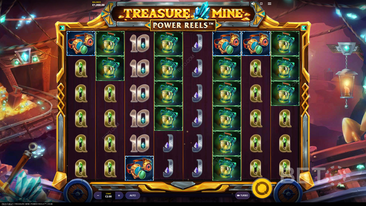 Užijte si báječné téma a grafiku v online slotu Treasure Mine Power Reels