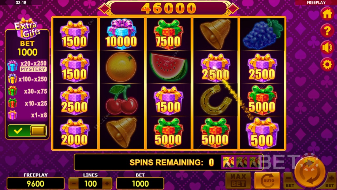 Vysvětlení bonusových funkcí ve hře Lucky Joker 100 Extra Gifts by Amatic Industries
