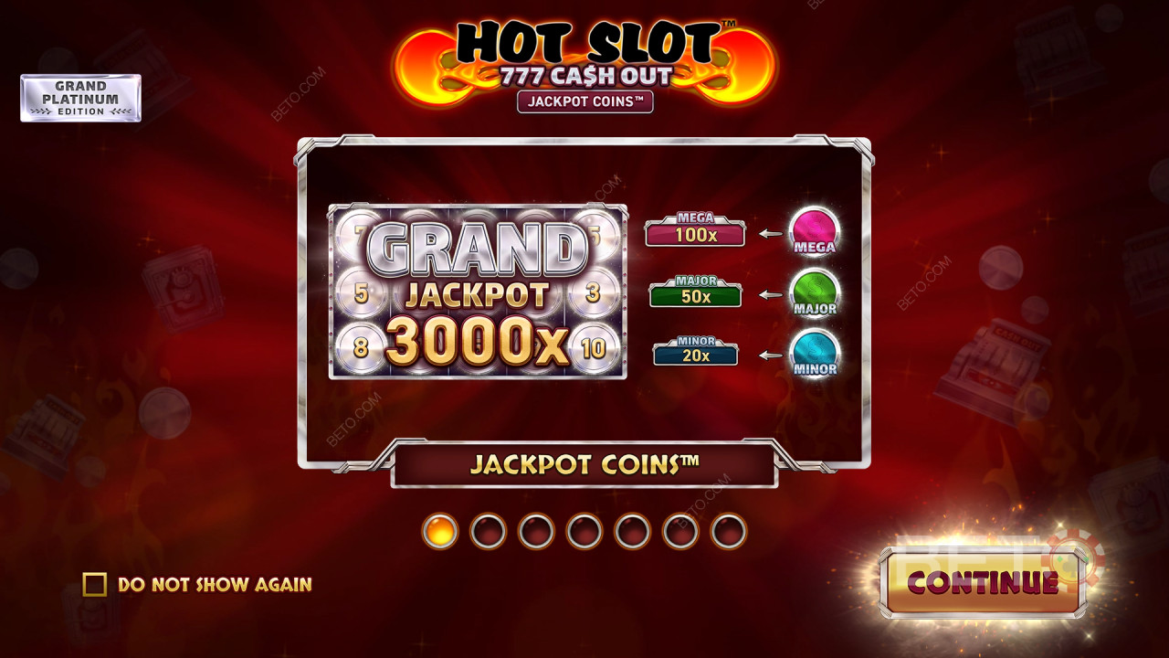Vysvětlení bonusových funkcí ve hře Hot Slot: 777 Cash Out Grand Platinum Edition podle Wazdan