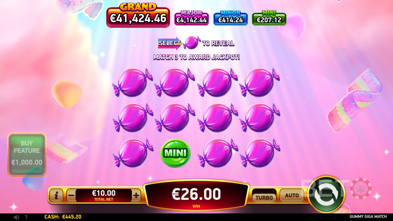 Vysvětlení bonusových funkcí ve hře Gummy Giga Match od RubyPlay
