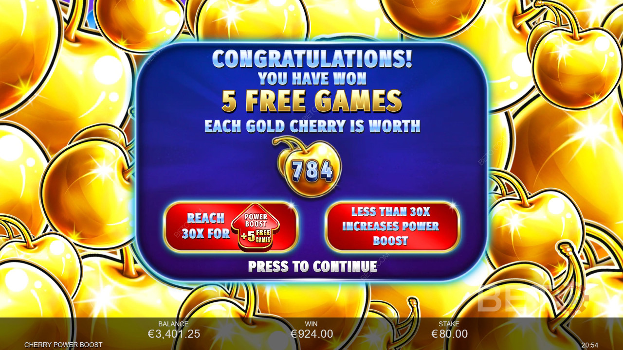 Vyhrajte 2 500x svou sázku v online slotu Cherry Power Boost!