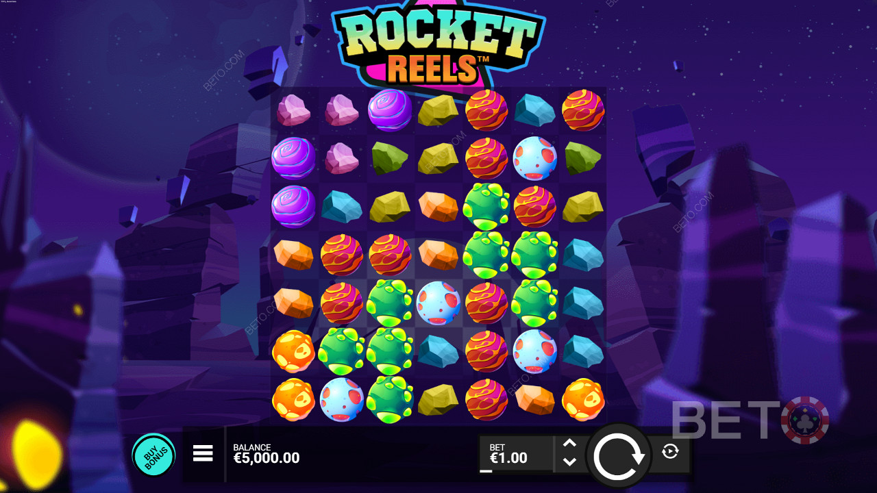 Výherní automat Rocket Reels založený na clusteru od Hacksaw Gaming